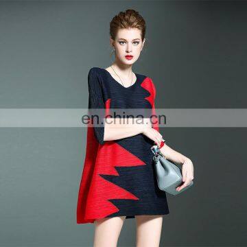 2017 summer dress ladies fashion dresses with picture pleats dress