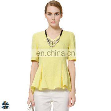 T-B508 Woman V Neck Tops Office Blouse Latest Fashion Blouse Design