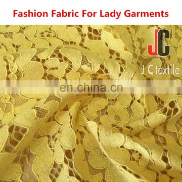 Shaoxing JC052 T/C nylon cotton high quality yellow lace fabric