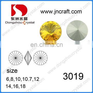 Light topaz color crystal rivoli glass stone wholesale for fancy jewelry