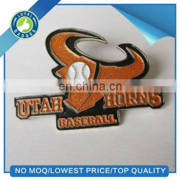 high quality custom cheap glitter baseball lapel pin