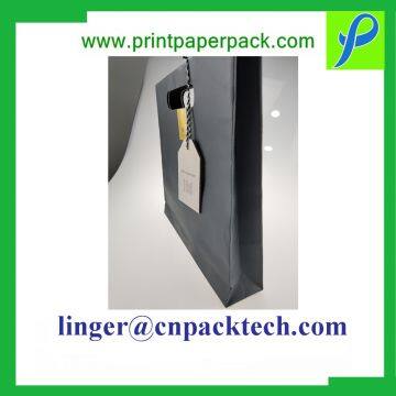 Black Custom Printing Pouch Paper Bag With Spot UV and Hanger Tag