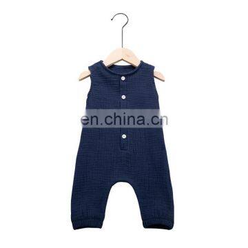 RTS Summer Baby Cotton and Linen Sleeveless Rompers in 7 Colors photo-2