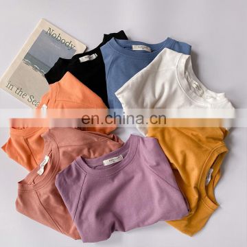 Girls' tops simple solid color bottoming shirt