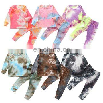 Autumn Kids Boy Girls Tie-Dye Clothes Set Spring Long Sleeve Pullover O-neck Tops T-shirt Pants 3Pcs Outfit for Infant Baby 1-6Y photo-2
