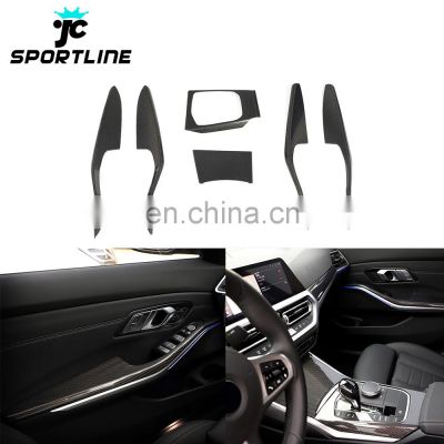 Dry Carbon Fiber G20 Interior Console Cover Door Panels Trim for BMW G20 330i M340i Sedan 2019-2020