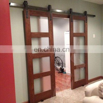 Mahogany wood sliding barn door black carbon steel interior barn door hardware