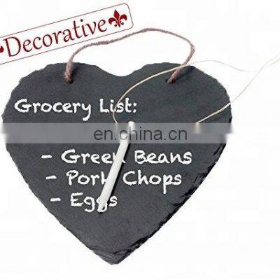 Kitchen Slate Heart Hanging Chalkboard with Chalk