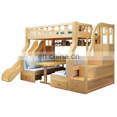 Wholesale Multifunctional Safety Children Furniture Set Wooden Bunk Bed for Kids with Desk and Wardrobe