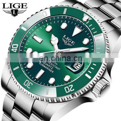 Lige 10045 3ATM Waterproof Mens Quartz Wristwatch Luxury Stainless Steel Luxury Reloj Watches for Men