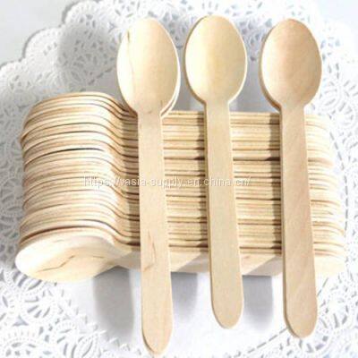 China Manufacture factory price Wholesale Disposable Wooden Cutlery 16cm Birch Wood Spoon