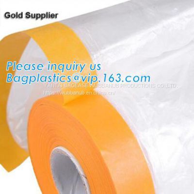 HDPE auto paint overspray protective masking film overspray masking film, Plastic Pre-taped Masking Film Drop cloth mask