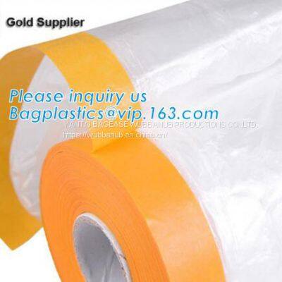HDPE Auto Paint Overspray Protective Masking Film Overspray Masking Film, Plastic Pre-taped Masking Film Drop Cloth Mask