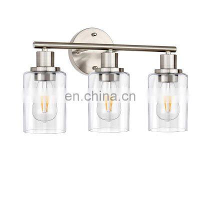 Manufacturer Led Vanity Mirror Lights Wall Sconces 3 Light Brush Nickel Bathroom Glass Bathroom Vanity Lighting