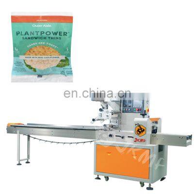 China Commercial High Speed Date Printer Pillow Bag Packing Machinery Bread Toast Burger Bun Pizza Packaging Machine