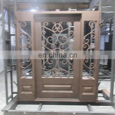 house antique main gates double water cube glass metal frame sidelights design security wrought iron front doors for sale