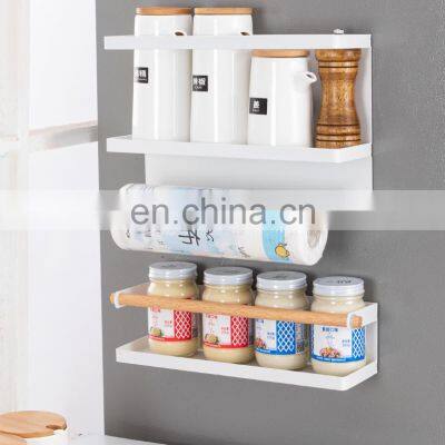 Individual Decorative Kitchen Organizer Metal Magnet Fridge Side Shelf Paper Towel Roll Holder Magnetic Storage Spice Hang Rack