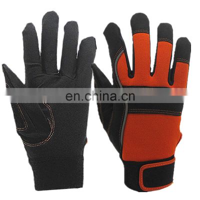 Wholesale Synthetic Leather Safety Mechanic Electrical Microfiber Protective Working Gloves