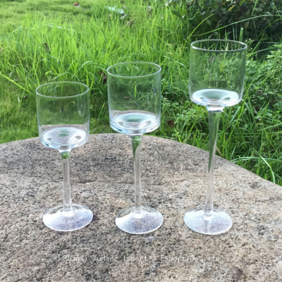 Set Of 3 Pieces Long Stemmed Clear Floating Votive Candles Holder Glass Wholesale photo-2