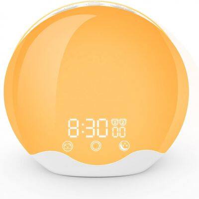 NEW arrival 2024 Sunrise Alarm Clock Wake Up Light with Sunrise Colourful Bedside Lamp Sunset Night Light FM radio clock