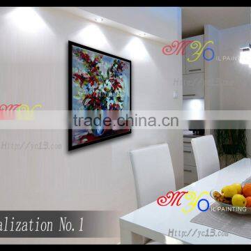 Knife Painted Modern Wall Art Picture Canvas Abstract Flower Oil Painting photo-3