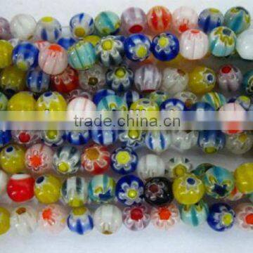 Glass Round Beads Mureno Flower 7MM, ASSORTED COLORS