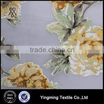 100% Polyester Beautiful Flower Printed Organza Fabric for Women's Fashion Garments/Blouses/Shirts/Skirts