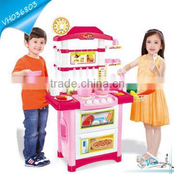 Mutifunction Electronic Pink Kitchen Play Set