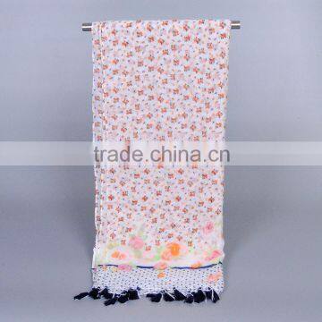 Latest Viscose Tassel Floral Printed Long Muslim Islamic Scarf