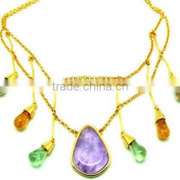 Necklaces, with natural stone, GOLD PLATED