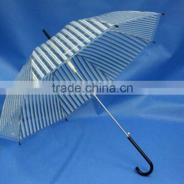 High Quality transparent straight umbrella fashion clear POE/PVC cover transparent umbrella with fantstic printing
