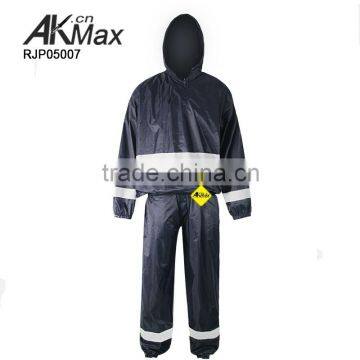 Deep Blue Police Rainsuits With Reflect Band Design Whole Set