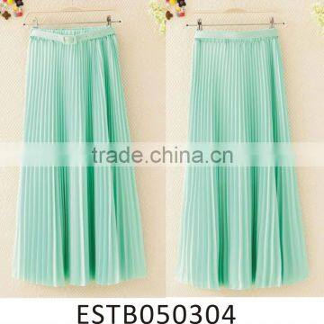 Ladies chiffon long pure color green skirts