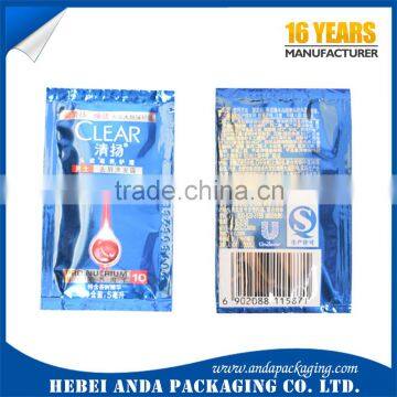 Heat seal body shampoo sachet /Custom printed metal foil packing film for shampoo