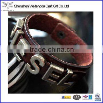 Letter Leather Bracelet Wristband for Men & Women