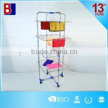 Practical 4 Tiers Foldable Moving Cross Stainless Steel Clotheshorse