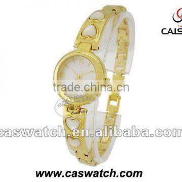 Luxury ladies gold watch with heart-shape chain