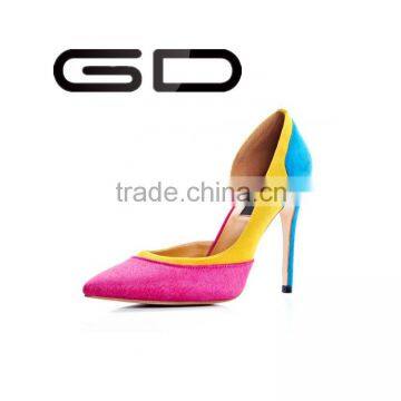 Classical color mixed fashion shoes, factory manufacture thin heel shoes