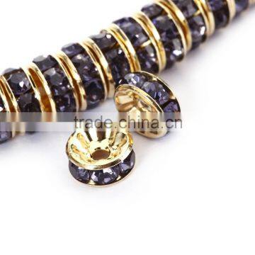 Gold Plated Tanzanite Color #539 Rhinestone Jewelry Rondelle Spacer Beads Variation Color and Size 4mm/6mm/8mm/10mm