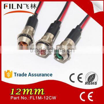 Wenzhou Green Lamp 12MM Metal 12V DC Led Side Signal Lights Bulbs With Wire photo-5