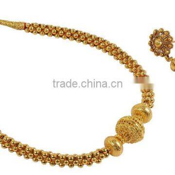 Indian Gold Plated Chain Necklace With Earrings Set For Girls/Women photo-4