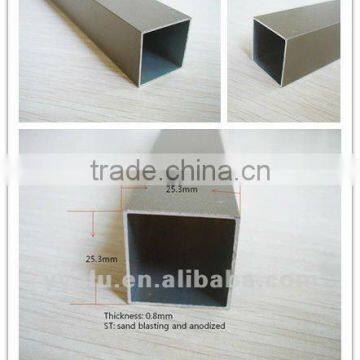 sand blasted champagne aluminum square tube profile/ factory price