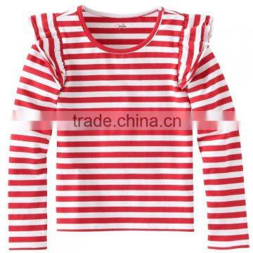 Cotton stripes Hot Sale Kids Shirts Lovely girls T shirts vertical stripes long sleeves t shirt kids