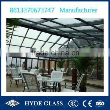 8mm tempered clear+ 0.76PVB+6mm tempered clear skylight laminated glass