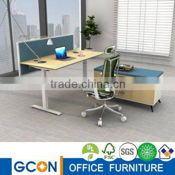 Electronic adjustable height table workstation computer desk set particle board hardware