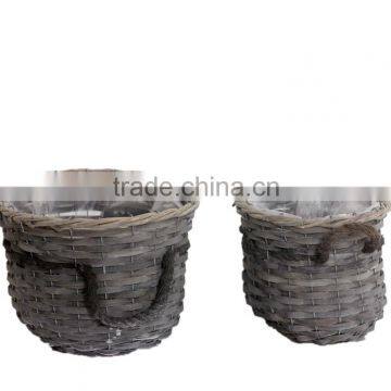 2pcs Factory Direct Supply Oval Garden Flower Basket With Handle photo-2