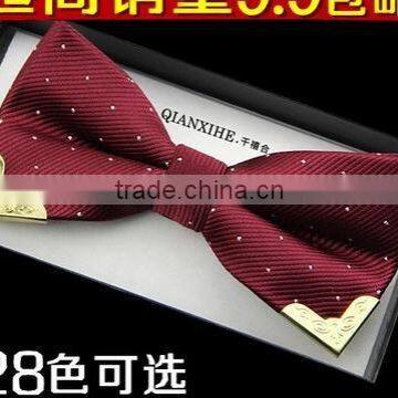 Men's Dress Double Tie Groom Groomsman Married British Korean Metal Bow Tie Tide Box photo-2