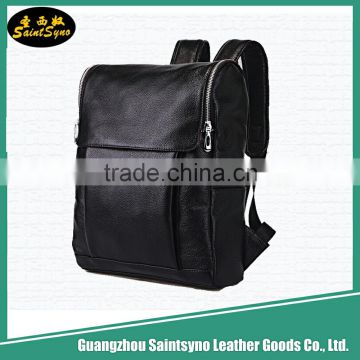 Black genuine real leather shoulder bag men