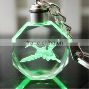 Wholsale engraving logo led crystal keychain