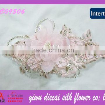 Rhinestone Center Pink Flower Wedding Accessories